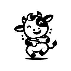 unique design dancing cow logo