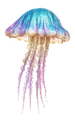 PNG Hologram glitter jellyfish art invertebrate illustration.