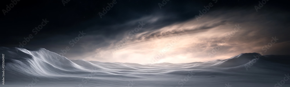 Poster stormy ocean waves under a dramatic sky, creating a moody and atmospheric landscape.