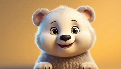 Fototapeta premium Niedlicher Eisbär, gelber Hintergrund