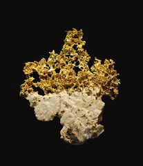 Obraz premium Close-Up View of Native Gold and Quartz Mineral Specimen