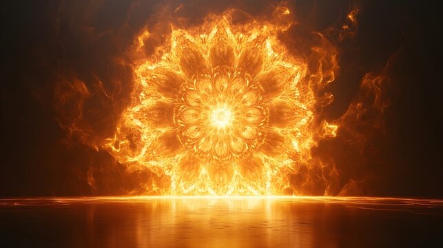 A thin-line mandala resembling a compass, glowing softly in warm gray.