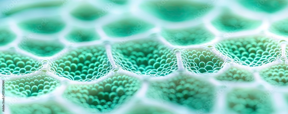 Poster microscopic ocean life idea. close-up of intricate, textured surface showcasing bubbles in vibrant c