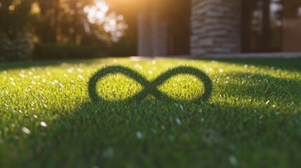 Infinity Symbol Created with Natural Grass and Sunlight in an Outdoor Setting