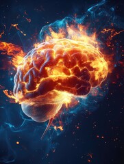 Obraz premium Fiery Brain: Abstract Representation of Intense Thought and Innovation