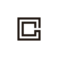 Letter C square, two lines geometric symbol simple logo vector