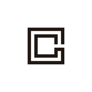 recommend clip art: Letter C square, two lines geometric symbol simple logo vector
