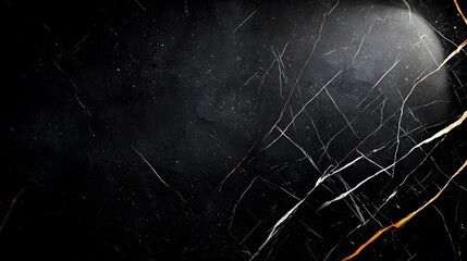 Dark Marble Background with White and Gold Veins and Highlights