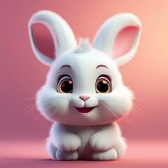 Obraz premium Niedlicher Kaninchen, rosa Hintergrund