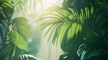 Graceful palm leaf in tropical paradise a close-up of serenity in a vibrant green environment