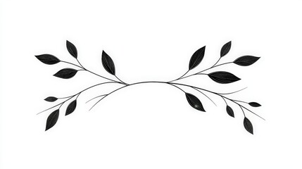Elegant Black Branch with Leaves on White Background for Design and Decoration Purposes