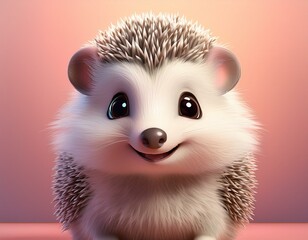 Obraz premium Niedlicher Igel, rosa Hintergrund