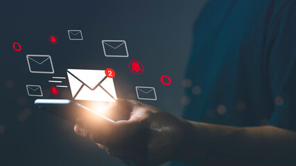 Email and Newsletter Notification digital Marketing Messages and Mobile Alerts. Mail invites, SMS updates, and phone notifications for effective communication.