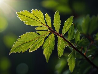 Vibrant Green Leaf Close-Up Showcasing Textured Foliage Under Soft Sunlight