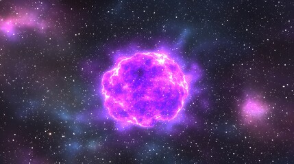 Obraz premium Stunning Cosmic Nebula in Vibrant Purple Against Starry Space Background