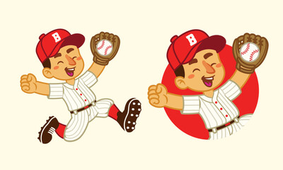 Baseball Player Mascot Logo Illustration
