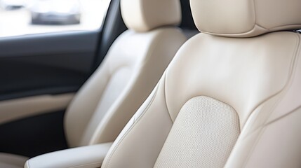 Obraz premium Luxury Car Beige Leather Seats Interior Detail