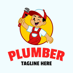 Cartoon Of Happy Plumber Logo