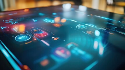 Futuristic Technology Interface Displaying Data and Information on a Screen