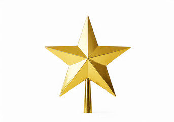 Golden Star Christmas Tree Topper on Dark Background Festive Decoration