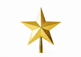 Golden Star Christmas Tree Topper on Dark Background Festive Decoration