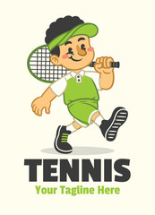 Mascot Logo of Happy Tennis Player