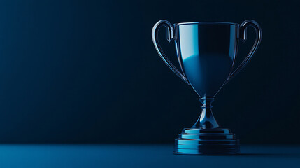 Gold trophy competition trophy on abstract blurred bokeh background