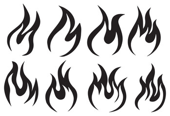Fire icon collection. Fire flame symbol. Bonfire silhouette logotype. Flame heat or spicy food symbol flat vector icon for apps and websites. Fire icon vector set