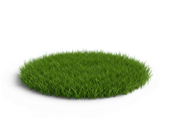 Green Grass Patch on Black Background with Isolated Round Turf