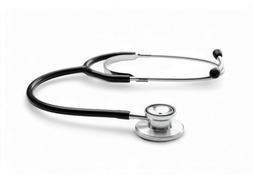 Medical Stethoscope Tool for Doctors on Black Background Examines Health - Powered by Adobe