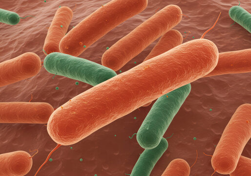 3D Illustration of Salmonella Bacteria, Including S. Typhi and S. Typhimurium, Pathogens Causing Typhoid Fever and Foodborne Infections
