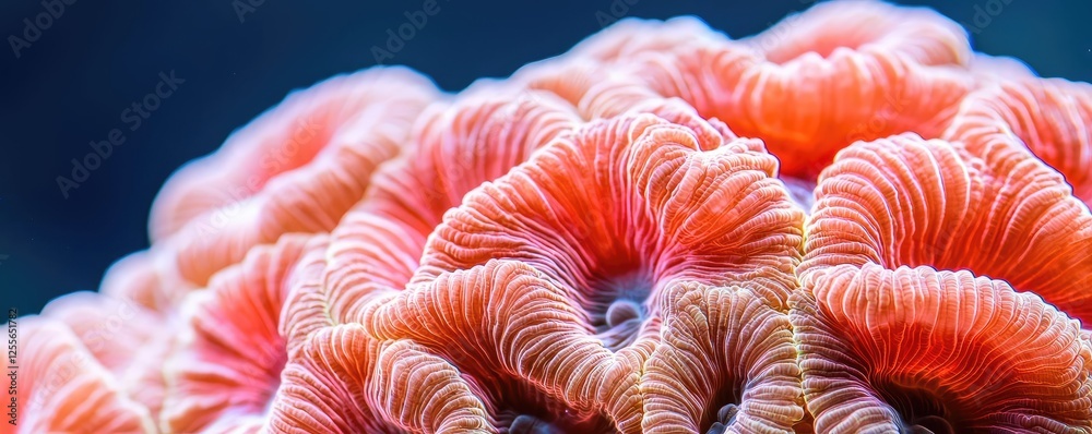 Poster coral reefs microscopic concept. close-up view of vibrant coral showcasing intricate textures and co