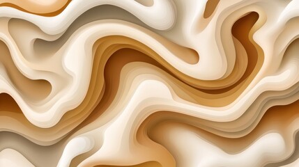 Soft Flat Abstract Background with Curved Shapes in Neutral Tones