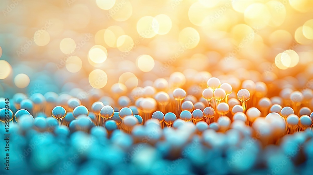 Poster microscopic ocean life idea. a vibrant close-up of delicate moss with soft bokeh, showcasing nature'