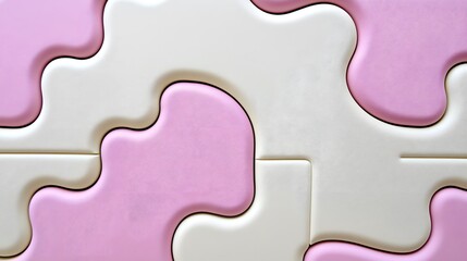 Obraz premium Colorful Puzzle Pieces with Soft Curves in Pink and Cream Tones