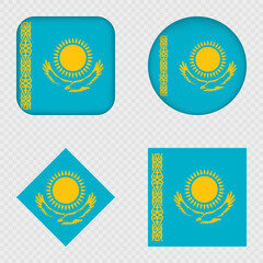 Kazakhstan Flag Icons Pack. Vector illustration.
