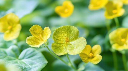 Fototapeta premium Close-up of Elegant Yellow and Green Flowers Blooming in a Natural Setting