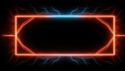 abstract electric lightning border frame on black background with copy space graphic resource