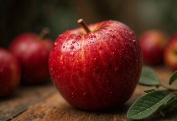 red apple on a green background