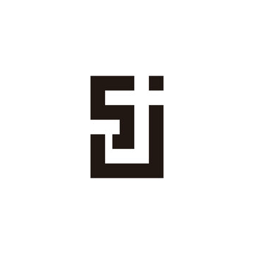 Letter Sj square geometric symbol simple logo vector
