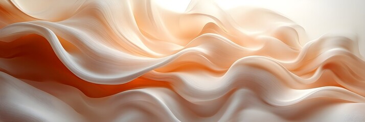 A wavy shape in soft beige placed off-center, leaving large areas blank.