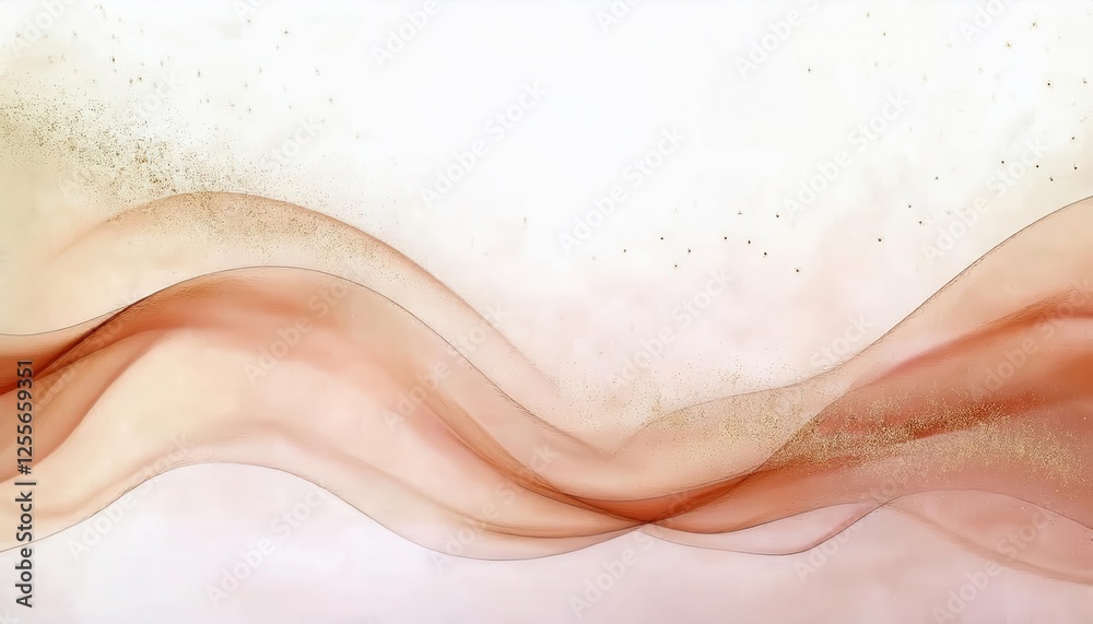 Aufkleber abstract flowing peach wave texture with soft gradient and dotted particles, perfect for modern background or wall art

