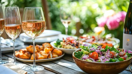 Gathering of friends enjoying a feast at a rustic table with plates of food and glasses of drink cozy home environment warm and inviting atmosphere