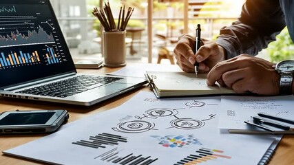 Creative director brainstorming ideas for market redefinition, symbolizing innovation, strategic thinking, leadership, branding, creative vision and business transformation.