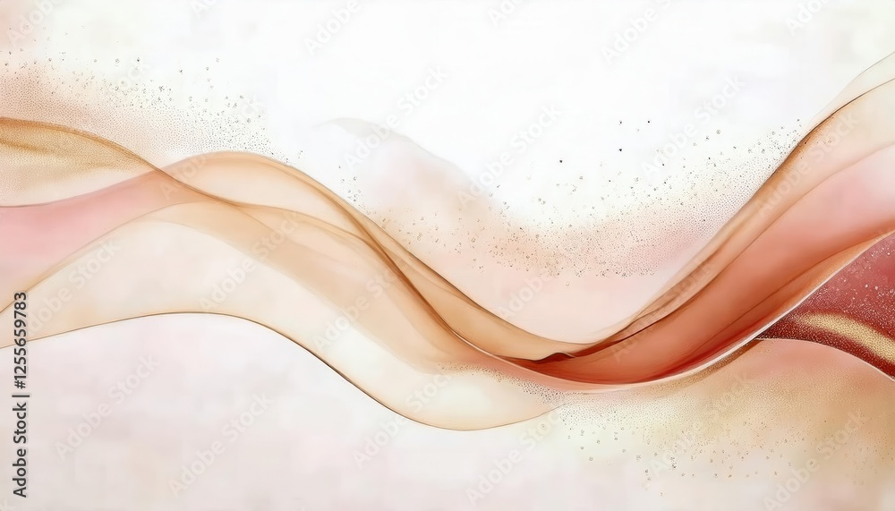 Aufkleber abstract flowing peach wave texture with soft gradient and dotted particles, perfect for modern background or wall art

