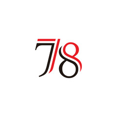 Number 78 lines geometric symbol simple logo vector