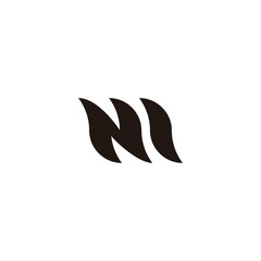 Letter N2 fire geometric symbol simple logo vector