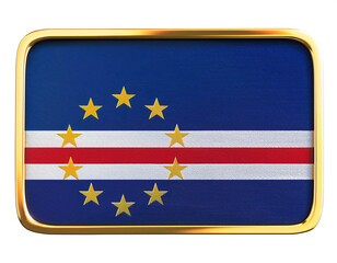 Fototapeta premium カーボヴェルデの国旗のブローチ。白背景。(Cabo Verde flag brooch on white background.) 