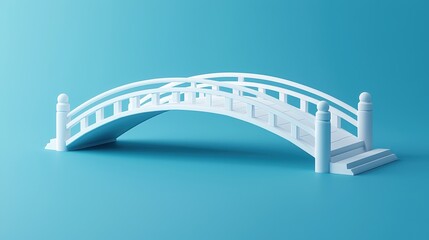 Elegant White Arch Bridge on a Bright Aqua Background Ideal for Modern Design Projects