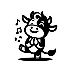 unique design dancing cow logo